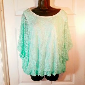 Pretty Rebellious Mint Green Lace Blouse Sz 3X